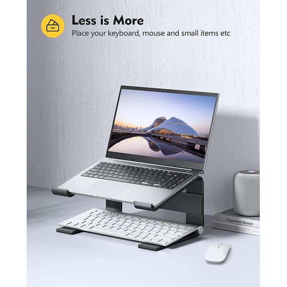 Soqool Laptop Ständer, Aluminium Laptop Stand mit Belüftung, Ergonomisch Laptop Halterung für Schreibtisch, Kompatibel mit MacBook Air/Pro, Lenovo, Huawei, Acer, Dell, HP (10-17 Zoll)
