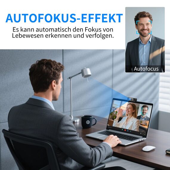 Diccik Webcam 4K, USB A Webcam mit 2 Mikrofon mit Rauschunterdrückung, Kamera PC, Schneller Automatische Fixfokus für Live Streaming, Videoanrufe, Konferenzen, Spiel, PC/Mac/Notebook/MacBook
