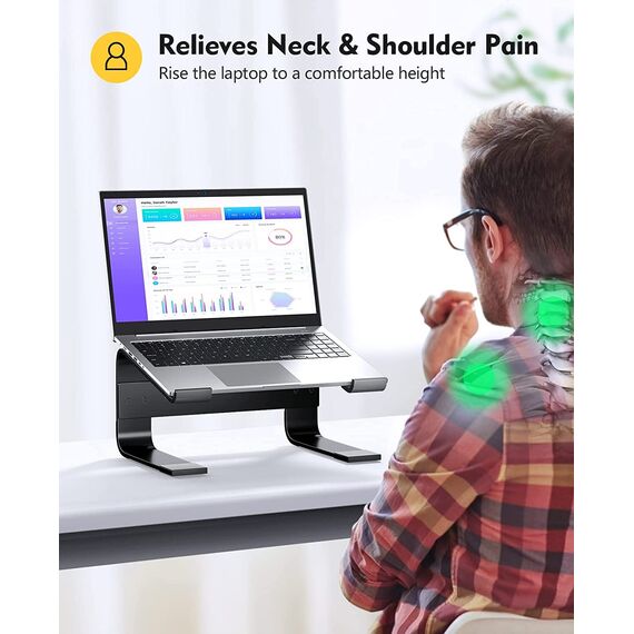 Soqool Laptop Ständer, Aluminium Laptop Stand mit Belüftung, Ergonomisch Laptop Halterung für Schreibtisch, Kompatibel mit MacBook Air/Pro, Lenovo, Huawei, Acer, Dell, HP (10-17 Zoll)