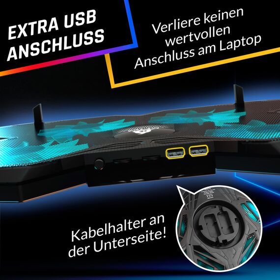 KLIM Wind Laptop Kühler - Mehr als 500 000 verkaufte Einheiten - NEU - Laptop Cooling Pad - USB Powered - Stabil und leise - 4 Lüfter - Laptop Cooler Für PC, Mac, Xbox, PS4-15-17 Zoll - Blau
