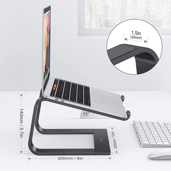 OMOTON Laptop Ständer, Notebook Ständer mit Belüftung, Universal PC Riser Ergonomisch Laptop Halterung, Aluminium Laptop Stand, passend für Laptops in 10-15,6 Zoll für MacBook Pro/Air, Schwarz