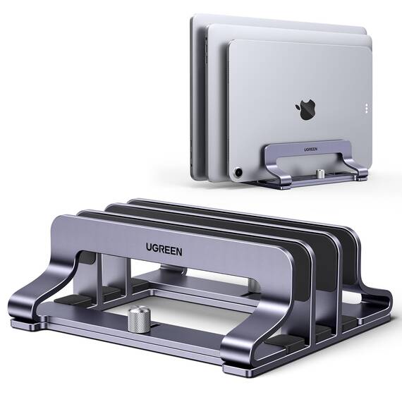 UGREEN Vertikaler Laptop Ständer Aluminium 3 Slot Vertikal Stand Vertikaler MacBook Ständer Platzsparende Halterung für MacBook Pro/Air, iPad, Huawei, Surface, Dell, HP und andere