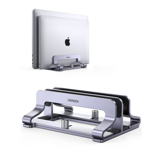 UGREEN Vertikaler Laptop Ständer Aluminium 2 Slot Vertikal Stand Vertikaler MacBook Ständer Platzsparende Halterung für MacBook Pro/Air, iPad, Huawei, Surface, Dell, HP und andere