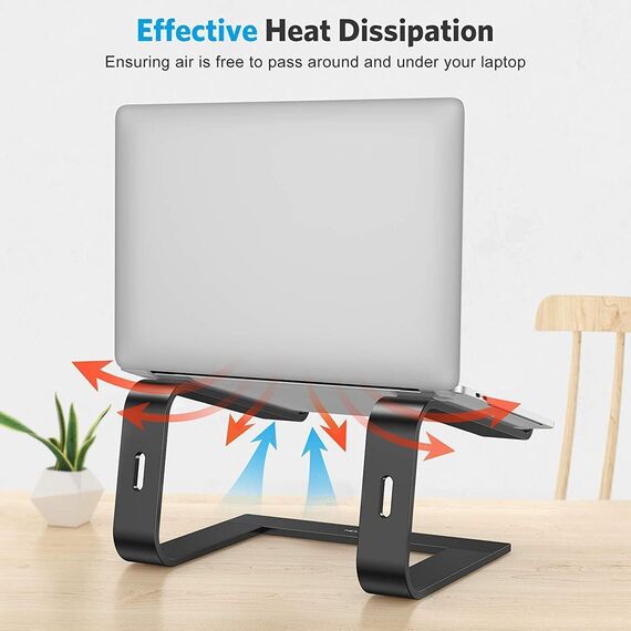 OMOTON Laptop Ständer, Notebook Ständer mit Belüftung, Universal PC Riser Ergonomisch Laptop Halterung, Aluminium Laptop Stand, passend für Laptops in 10-15,6 Zoll für MacBook Pro/Air, Schwarz