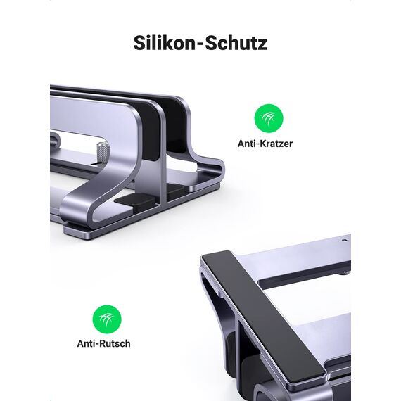 UGREEN Vertikaler Laptop Ständer Aluminium 2 Slot Vertikal Stand Vertikaler MacBook Ständer Platzsparende Halterung für MacBook Pro/Air, iPad, Huawei, Surface, Dell, HP und andere