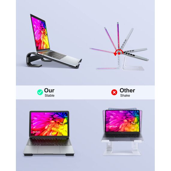 Soqool Laptop Ständer, Ergonomisch Laptop Halterung für Schreibtisch, Aluminium Notebook Ständer mit Belüftung, Kompatibel mit MacBook Air/Pro, Lenovo, Huawei, Acer, Dell, HP (10-17 Zoll)