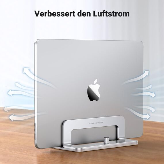 UGREEN Vertikaler Laptop Ständer Aluminium 3 Slot Vertikal Stand Vertikaler MacBook Ständer Platzsparende Halterung für MacBook Pro/Air, iPad, Huawei, Surface, Dell, HP und andere