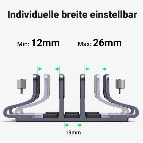 UGREEN Vertikaler Laptop Ständer Aluminium 3 Slot Vertikal Stand Vertikaler MacBook Ständer Platzsparende Halterung für MacBook Pro/Air, iPad, Huawei, Surface, Dell, HP und andere