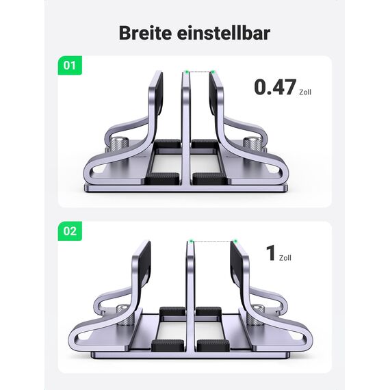 UGREEN Vertikaler Laptop Ständer Aluminium 2 Slot Vertikal Stand Vertikaler MacBook Ständer Platzsparende Halterung für MacBook Pro/Air, iPad, Huawei, Surface, Dell, HP und andere
