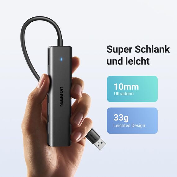 UGREEN USB Hub 3.0, USB Splitter 4 Port Ultra Slim with 5Gbps Data Transfer, USB Extender for Mouse, Keyboard, Flash Drive, Card Reader, Printer, Compatible with Laptop, Desktop PC, Xbox, PS5, etc.