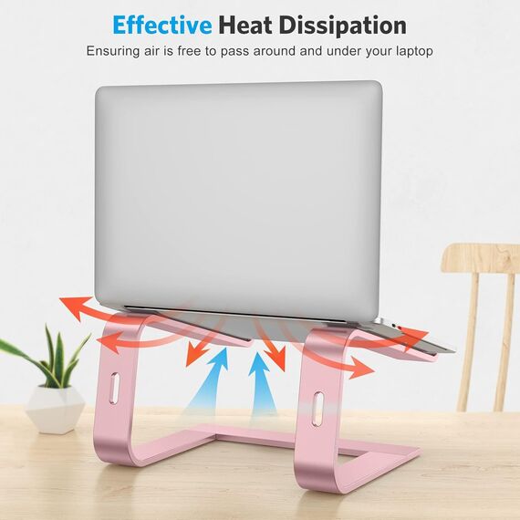 OMOTON Laptop Ständer, Notebook Ständer mit Belüftung, Universal PC Riser Ergonomisch Laptop Halterung Aluminium, passend für Laptops in 10-15,6 Zoll MacBook Pro/Air, Rose Gold