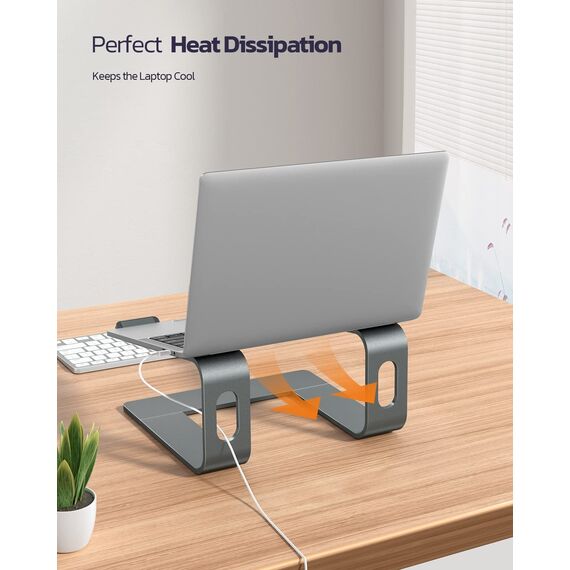 Nulaxy Aluminium Laptop-Ständer, Ergonomischer Abnehmbare Laptop Halterung für Schreibtisch mit Belüftung, Notebook-Ständer Kompatibel mit MacBook, Dell, HP, Samsung, Lenovo, 10-16 Zoll Laptops, Grau