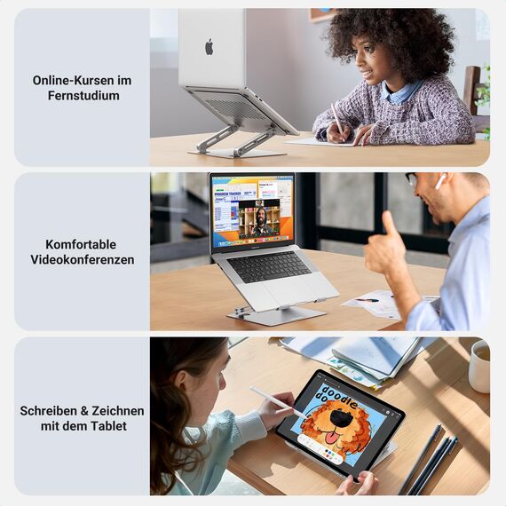 UGREEN Laptop Ständer Höhenverstellbarer Faltbarer Laptop Stand Ergonomischer, Belüfteter Laptopständer Notebook Stand Kompatibel mit MacBook Air, Pro, Dell Allen Laptops 10-17.3"