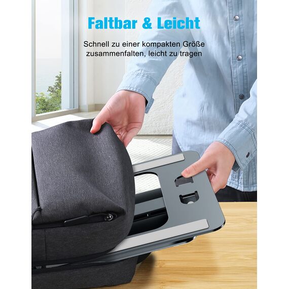 Babacom Laptop Ständer Höhenverstellbar, Faltbarer Laptop Stand aus Aluminiumlegierung Ergonomischer, Belüfteter Laptopständer Kompatibel mit MacBook Air, Pro, Allen Laptops 10-16" (Grau)