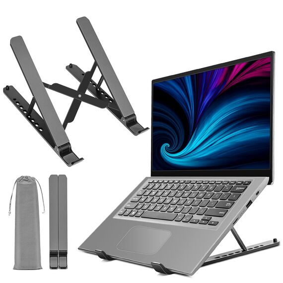 AOVUYCK-Store Laptop Ständer, 8-Stufe Einstellbar Laptop Stand, Tragbar Höhenverstellbarer Belüfteter Laptopständer, Notebook Ständer für MacBook, Lenovo, Dell, 10-15,6'' Laptops, Tablets, Notebooks.
