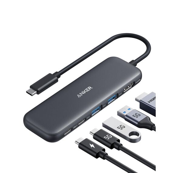 Anker USB C Hub, 332 USB-C Hub (5-in-1) mit 4K HDMI Display, 5Gbps Datenanschluss und 2 USB-A Ports für MacBook Pro, Air, Dell XPS, Lenovo Thinkpad, HP Laptops Mehr