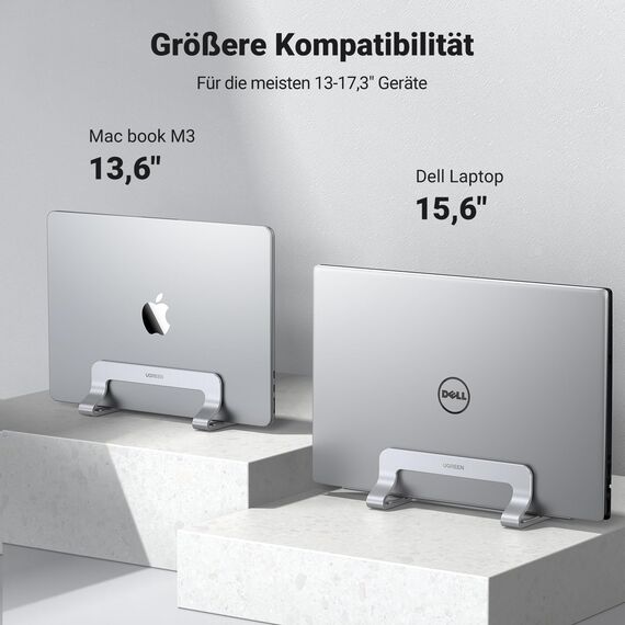 UGREEN Vertikaler Laptop Ständer Aluminium 3 Slot Vertikal Stand Vertikaler MacBook Ständer Platzsparende Halterung für MacBook Pro/Air, iPad, Huawei, Surface, Dell, HP und andere