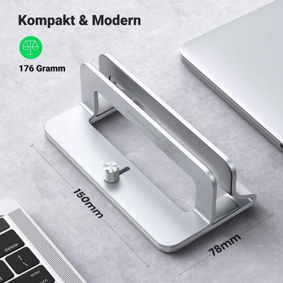 UGREEN Vertikaler Laptop Ständer Aluminium 3 Slot Vertikal Stand Vertikaler MacBook Ständer Platzsparende Halterung für MacBook Pro/Air, iPad, Huawei, Surface, Dell, HP und andere