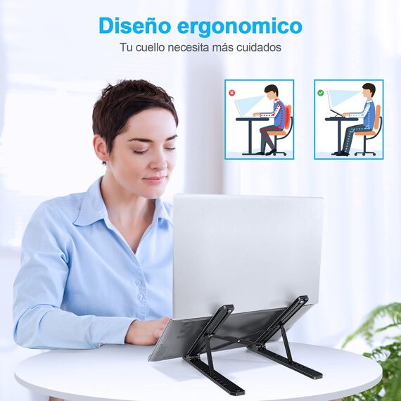 AOVUYCK-Store Laptop Ständer, 8-Stufe Einstellbar Laptop Stand, Tragbar Höhenverstellbarer Belüfteter Laptopständer, Notebook Ständer für MacBook, Lenovo, Dell, 10-15,6'' Laptops, Tablets, Notebooks.