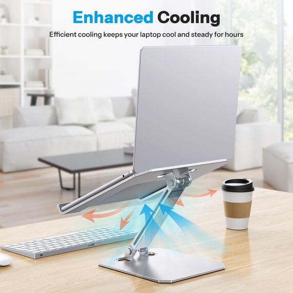 OMOTON Aluminium Laptop Ständer Höhenverstellbar, Ergonomischer Faltbarer Notebook Ständer, Laptop Halterung für Laptops wie MacBook Pro/Air (11-16 Zoll), Silber