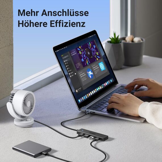 UGREEN USB Hub 3.0, USB Splitter 4 Port Ultra Slim with 5Gbps Data Transfer, USB Extender for Mouse, Keyboard, Flash Drive, Card Reader, Printer, Compatible with Laptop, Desktop PC, Xbox, PS5, etc.
