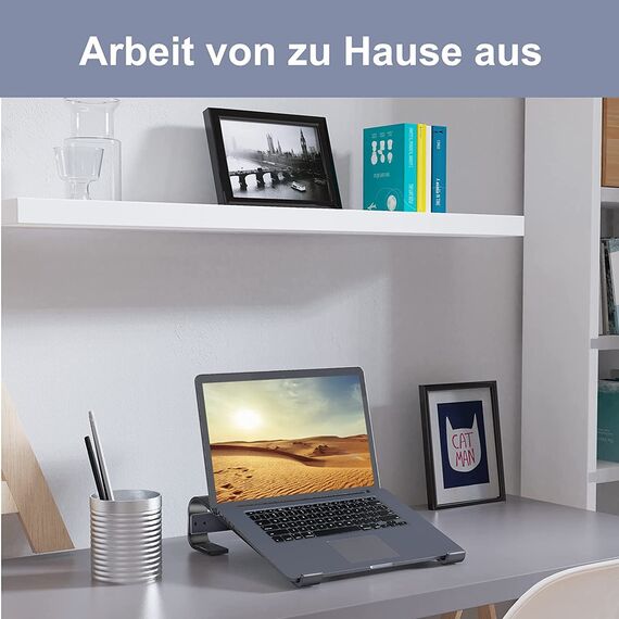 Soqool Laptop Ständer, Ergonomisch Laptop Halterung für Schreibtisch, Aluminium Notebook Ständer mit Belüftung, Kompatibel mit MacBook Air/Pro, Lenovo, Huawei, Acer, Dell, HP (10-17 Zoll)