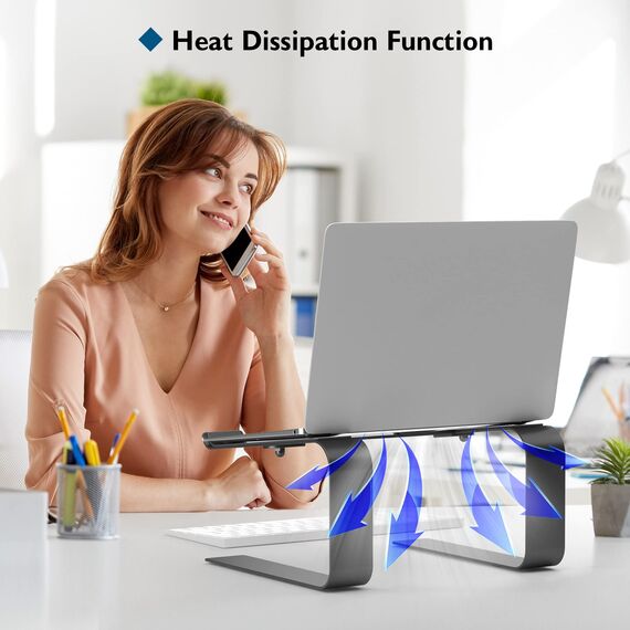 BONTEC Ergonomischer Laptop Ständer für Schreibtisch, Notebook-Ständer Kompatibel mit den meisten 10-17,3-Zoll-Laptops, Schwarz