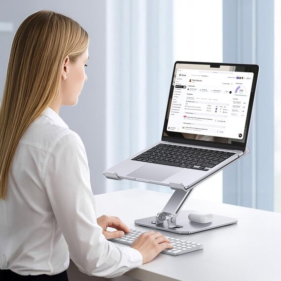 OMOTON Aluminium Laptop Ständer Höhenverstellbar, Ergonomischer Faltbarer Notebook Ständer, Laptop Halterung für Laptops wie MacBook Pro/Air (11-16 Zoll), Silber