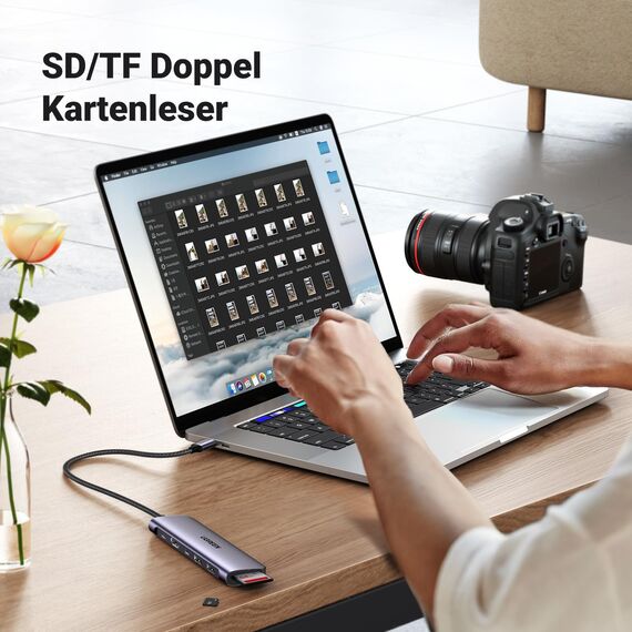 UGREEN Revodok 1071 USB C Hub HDMI 4K, PD 100W, USB 3.0 Datenports, SD/TF Kartenleser Multiport Adapter Kompatibel mit iPhone 17/16, MacBook, iPad, Surface Laptop, Galaxy S24, Steam Deck usw.