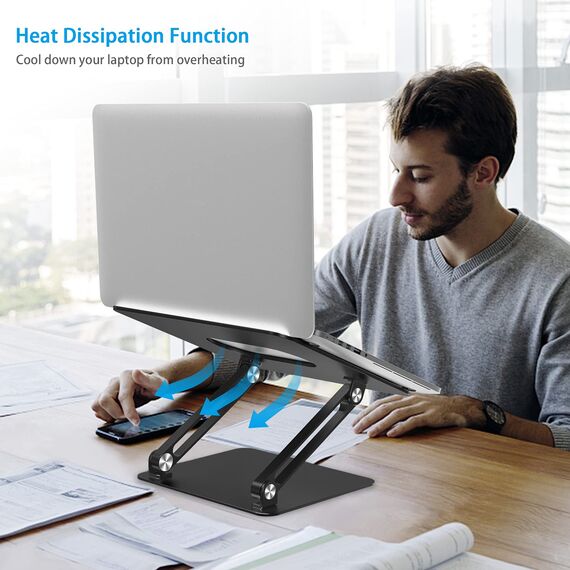 BoYata Laptop ständer, Multi-Angle-Standfuß mit Heat-Vent, Aluminium Einstellbares Notebook ständer kompatibel für Laptop (10-17 Zoll), einschließlich MacBook Pro/Air, Surface, Samsung (Schwarz)