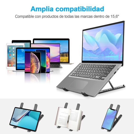 AOVUYCK-Store Laptop Ständer, 8-Stufe Einstellbar Laptop Stand, Tragbar Höhenverstellbarer Belüfteter Laptopständer, Notebook Ständer für MacBook, Lenovo, Dell, 10-15,6'' Laptops, Tablets, Notebooks.