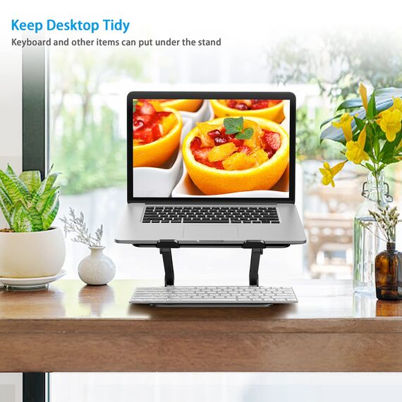 BoYata Laptop ständer, Multi-Angle-Standfuß mit Heat-Vent, Aluminium Einstellbares Notebook ständer kompatibel für Laptop (10-17 Zoll), einschließlich MacBook Pro/Air, Surface, Samsung (Schwarz)