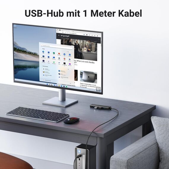 UGREEN 4-Port USB 3.0 Hub Verteiler 5Gbps USB Mehrfachstecker Splitter für MacBook, iMac, Surface, Dell, Thinkpad, USB Stick, Mobile HDD, Desktop PC und mehr (100cm)