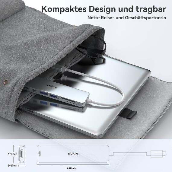 USB C Hub, USB C Multiport Adapter für MacBook Pro/Air, 7 in 1 MacBook Adapter USB C auf HDMI Hub, 2USB 3.0, PD,SD/microSD,Type C Daten für iPad, Lenovo und mehr Type-C Geräte (Silver)