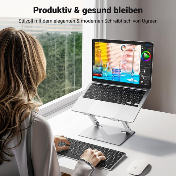 UGREEN Laptop Ständer Höhenverstellbarer Faltbarer Laptop Stand Ergonomischer, Belüfteter Laptopständer Notebook Stand Kompatibel mit MacBook Air, Pro, Dell Allen Laptops 10-17.3"