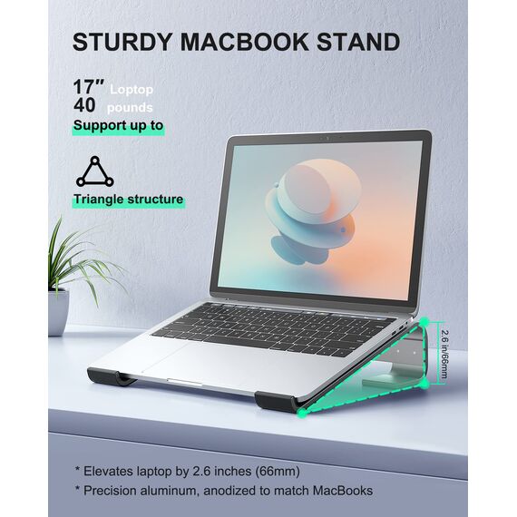 Soqool Laptop Ständer, Ergonomisch Laptop Halterung für Schreibtisch, Aluminium Notebook Ständer mit Belüftung, Kompatibel mit MacBook Air/Pro, Lenovo, Huawei, Acer, Dell, HP (10-17 Zoll)