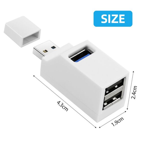 AXFEE 3 Port USB Hub Mit 1 USB 3.0 + 2 USB 2.0 Anschlüssen, Mini Splitter Erweiterung Adapter für Laptop, MacBook, Desktop PC, Flash-Laufwerk und Tastatur