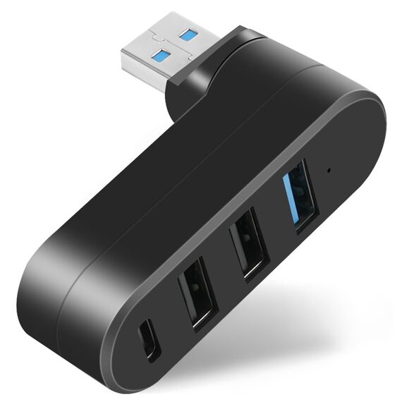 AXFEE 4 Port USB 3.0 Hub, Mini USB Hub mit Mehreren Anschlüssen, 1 USB3.0+2 USB2.0+Type-C, USB-Splitter Erweiterung Adapter, für Laptop MacBook Desktop PC, Kompatibel mit Flash Laufwerk Tastatur