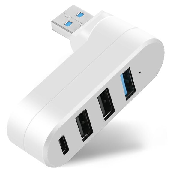 AXFEE 4 Port USB Hub, Mini Hub Mit Mehreren Anschlüssen, 1 USB 3.0+2 USB 2.0+Type-C, Splitter Erweiterung Adapter für Laptop MacBook Desktop PC, Kompatibel Mit Flash Laufwerk Tastatur