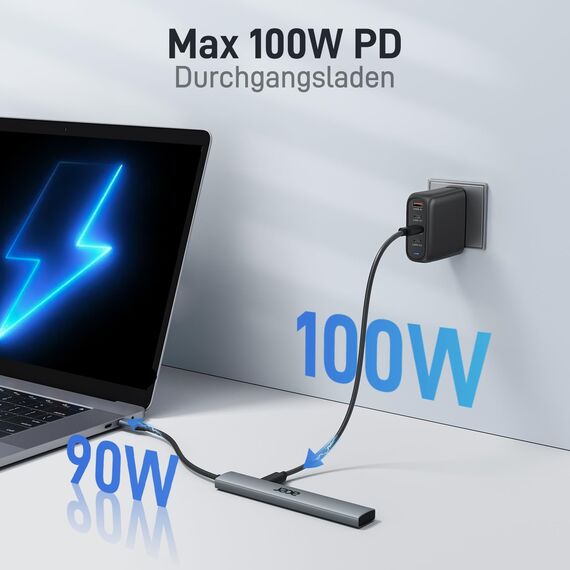acer USB C Hub 5 in 1, Tragbarer 4K HDMI Adapter PD 100W, 3X USB A Datenport, USB C auf HDMI Adapter kompatibel mit acer Laptop, Chromebook, Surface, Galaxybook, MacBook Pro/Air, iPad Pro/Air