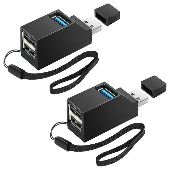 AXFEE 2-Port Mini USB 3.0 Hub Adapter, High-Speed-Erweiterung für Laptop, Flash-Laufwerke, HDD, mehr