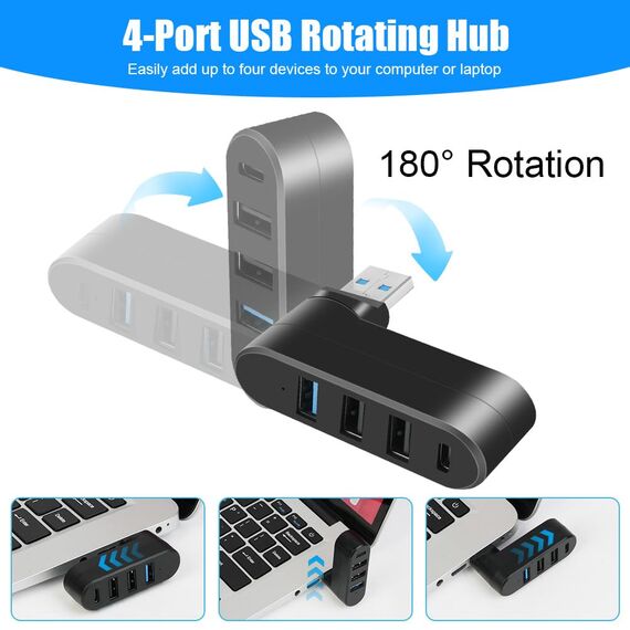 AXFEE 4 Port USB 3.0 Hub, Mini USB Hub mit Mehreren Anschlüssen, 1 USB3.0+2 USB2.0+Type-C, USB-Splitter Erweiterung Adapter, für Laptop MacBook Desktop PC, Kompatibel mit Flash Laufwerk Tastatur
