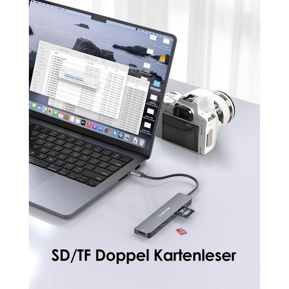 LENTION USB C Hub mit 100W PD Aufladung, 4K@60Hz HDMI, SD/TF Kartenleser, USB-3.0, Adapter USB-C auf USB kompatibel mit MacBook Pro/Air 2018-2026, iPhone 17/16/15/Pro/Pro Max und mehr