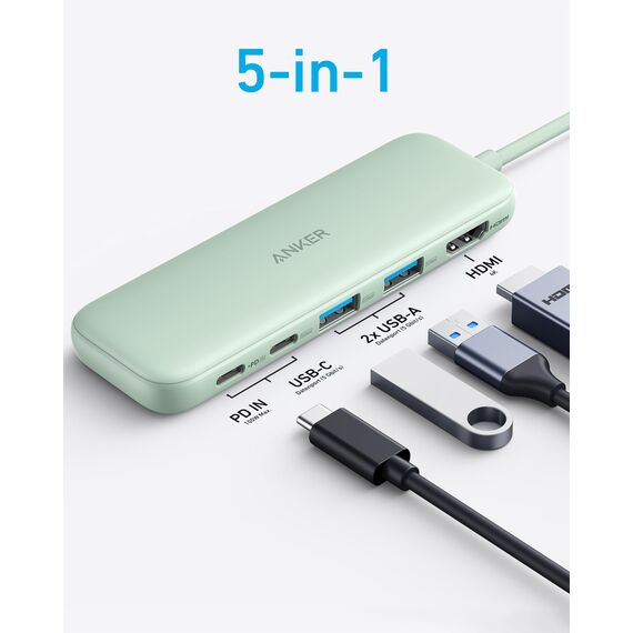 Anker USB C Hub, 332 USB-C Hub (5-in-1) mit 4K HDMI Display, 5Gbps Datenanschluss und 2 USB-A Ports für MacBook Pro, Air, Dell XPS, Lenovo Thinkpad, HP Laptops Mehr