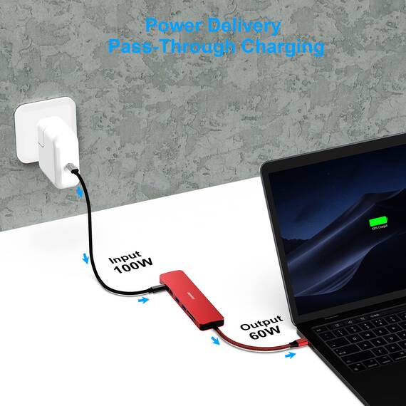 BENFEI USB C HUB 7in1,USB-C HUB Multiport Adapter mit HDMI(4K@60Hz Zertifiziert)/100W Power Delivery/3*USB 3.0 5Gbps/SD/TF Card Reader(160MB/s) für iPhone 15 Pro/Max MacBook iPad Pro iMac S23 XPS17