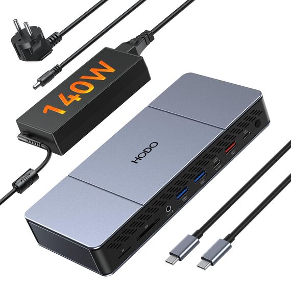 DisplayLink Dockingstation für MacBook M1/M2/M3 - Triple 4K@60Hz Monitor Erweiterung, 18-in-1 USB C Dock mit 140W Netzadapter, 3 HDMI, 2 DP, Ethernet, 10G USB-C/A, Display-Link Treiber Erforderlich