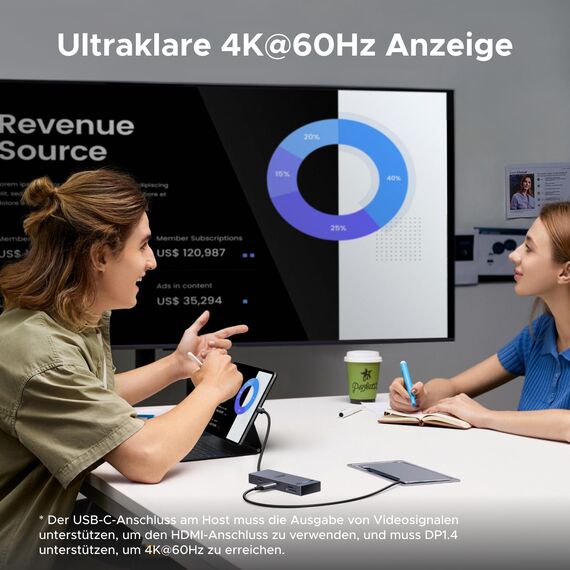 UGREEN Revodok Pro 108 10Gbps USB C Hub, USB C Adapter mit HDMI 4K@60Hz, Docking Station mit USB 3.2 10Gbps, SD/TF Kartenleser, PD 100W Kompatibel mit MacBook, Surface, iPad Pro und mehr