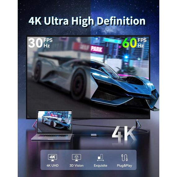 USB C auf Dual HDMI Adapter 4K@60Hz, Typ C to HDMI Splitter for Dual Monitors, Dual-Monitor-Adapter für MacBook Pro/Air, iPad, Samsung, Surface, Dell, Chromebook