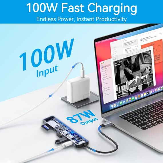 7 in 1 USB C Hub, USB-C Multiport Adapter Mit 4K HDMI, SD&TF Kartenleser, USB 3.0 & USB 2.0 Anschlüsse,100W PD, Typ C auf HDMI Adapter für MacBook Air/Pro, iPad, Samsung und Anderen USB-C-Geräten
