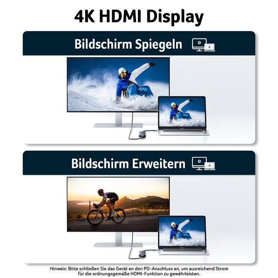 acer USB C Hub, 7IN1 USB-C auf 4K HDMI, 2xUSB 3.0, 1x Typ C 5Gbps, 100W PD, SD/TF Katenleser, Aluminium Docking Station Multiport Adapter für iPhone 15/16 Serie,MacBook/iPad Pro/Air,S24,Surface usw.